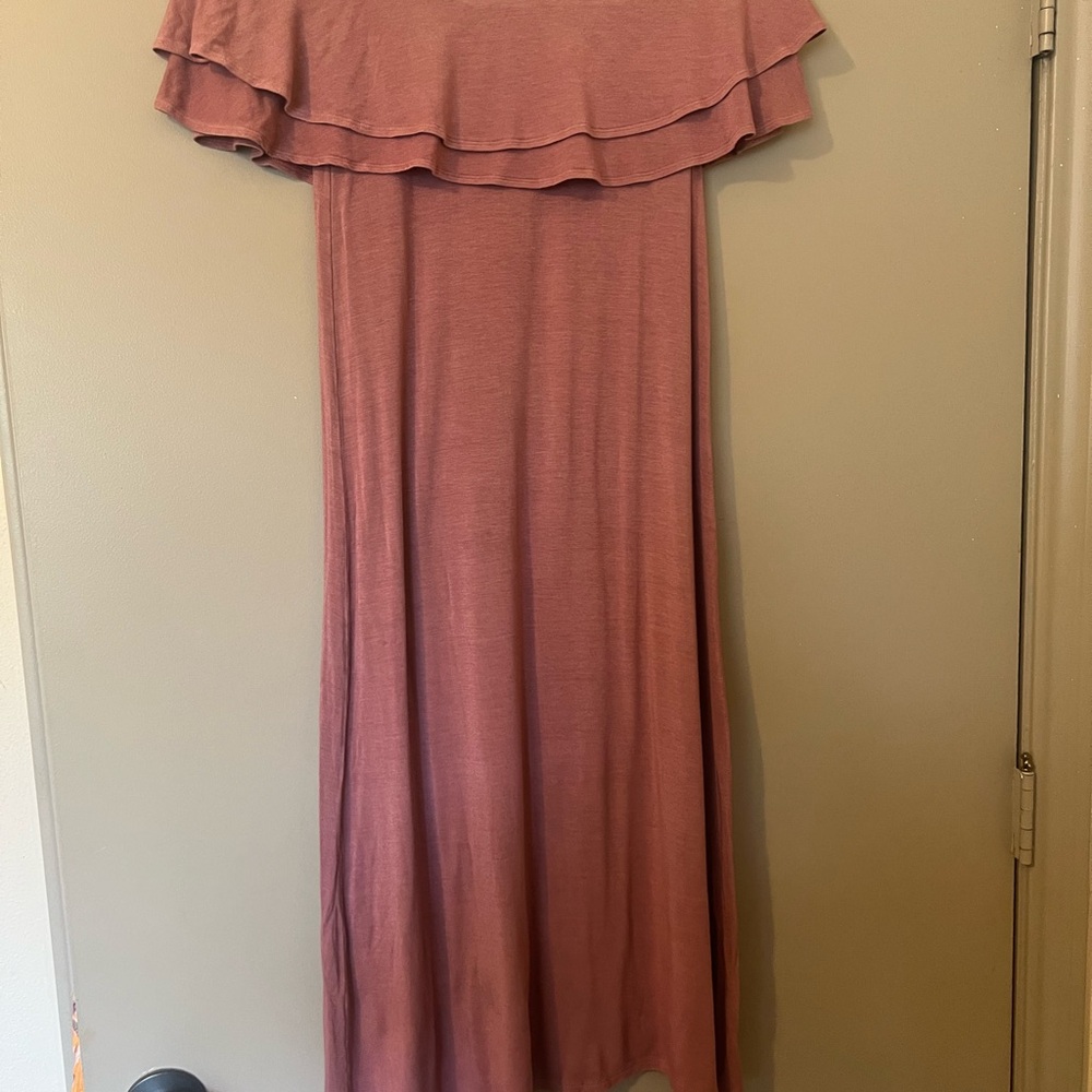 American Eagle Ruffled Off-Shoulder Midi Dress